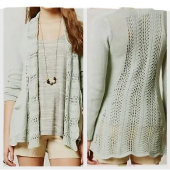 ANGEL OF THE NORTH ANTHROPOLOGIE CROCHET CARDIGAN - Picture 7 of 9